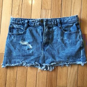 Free People Cute to Boot Denim Mini Skirt
